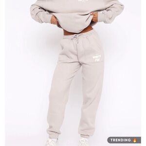 White Fox Beige joggers